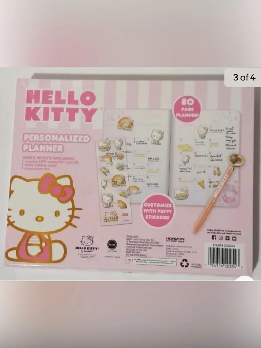 Hello Kitty Pink and Gold Personalized Planner Set